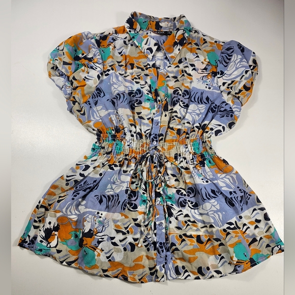 Unique Spectrum Womens Blouse Career Casual 2X Colorful Smocked Waist NWOT - Picture 7 of 8